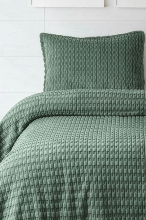 Merinos Modern Line Twist 2 Parça Tek Kişilik Battaniye Seti - Yeşil