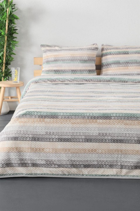 Merinos Relax 3 Parça Color Lines Çift Kişilik Yatak Örtüsü Seti - Gri