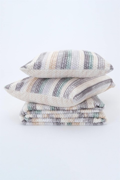Merinos Relax 3 Parça Color Lines Çift Kişilik Yatak Örtüsü Seti - Gri