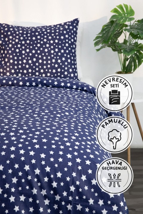 Mimosa Tek Kişilik Nevresim Seti - Lacivert