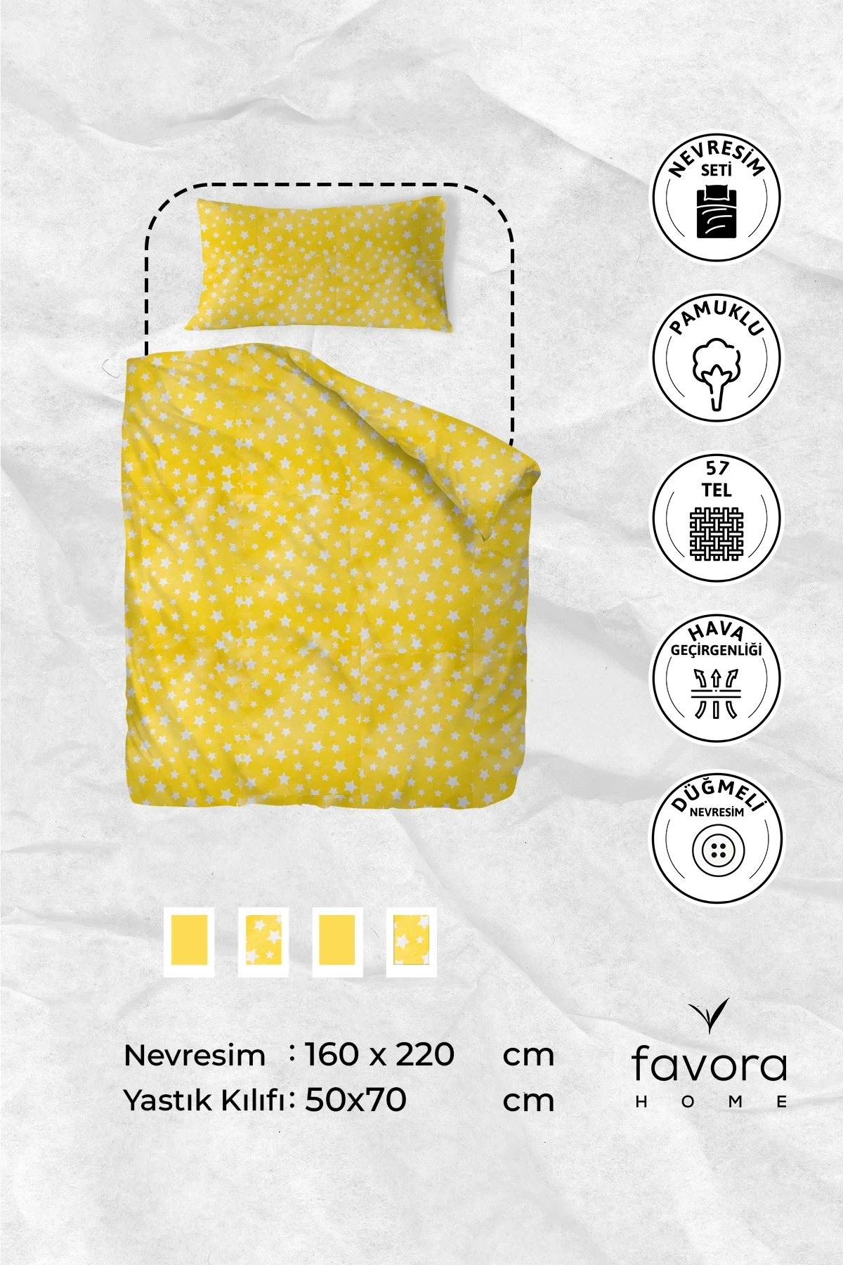 Mimosa Tek Kişilik Nevresim Seti - Sarı