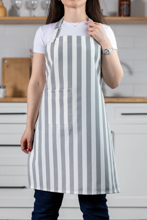 Minimal Chef Ayar Askılı Mutfak Önlüğü - Gri