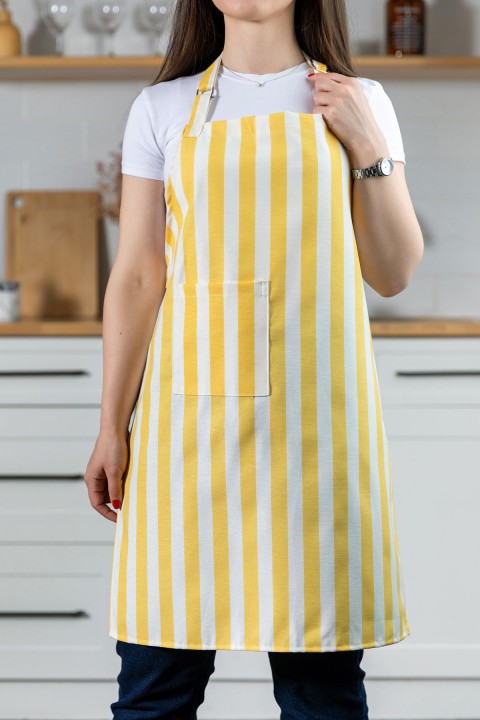 Minimal Chef Ayar Askılı Mutfak Önlüğü - Sarı