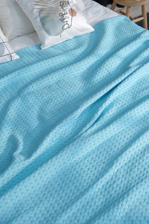 Minteks Daily Soft Çift Kişilik Pike - Turkuaz