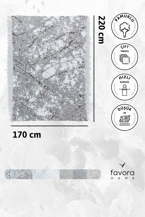 Mozaik Pamuklu Saçaklı Koltuk - Çekyat Örtüsü 170x220 - Kahve