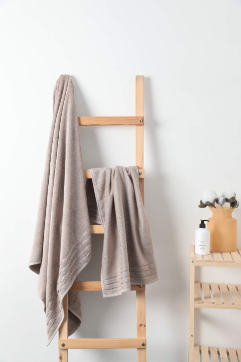 Natural Bambu 2li Banyo Havlu Seti Hamam Takımı - Vizon