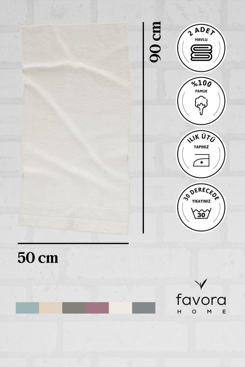 NewNoa 2'li Yüz Havlusu 50x90 - Krem