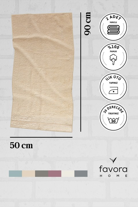 NewNoa 2'li Yüz Havlusu 50x90 - Vizon