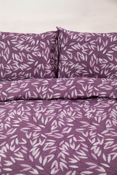 Noven Lastikli Çarşaflı Çift Kişilik Nevresim Takımı - Mürdüm