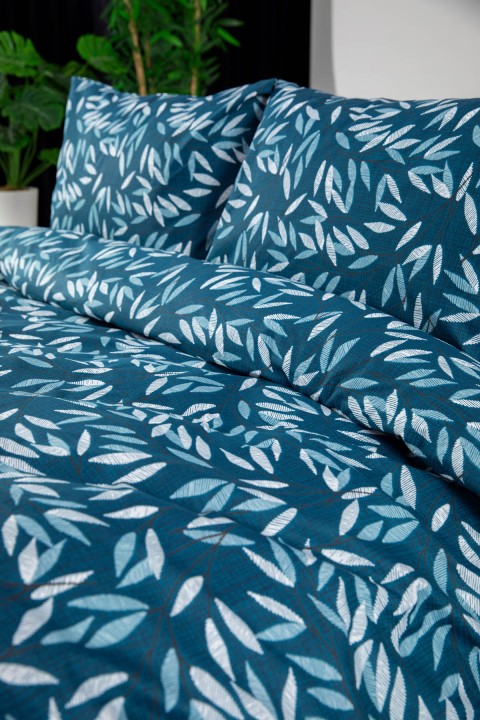 Noven Lastikli Çarşaflı Çift Kişilik Nevresim Takımı - Petrol