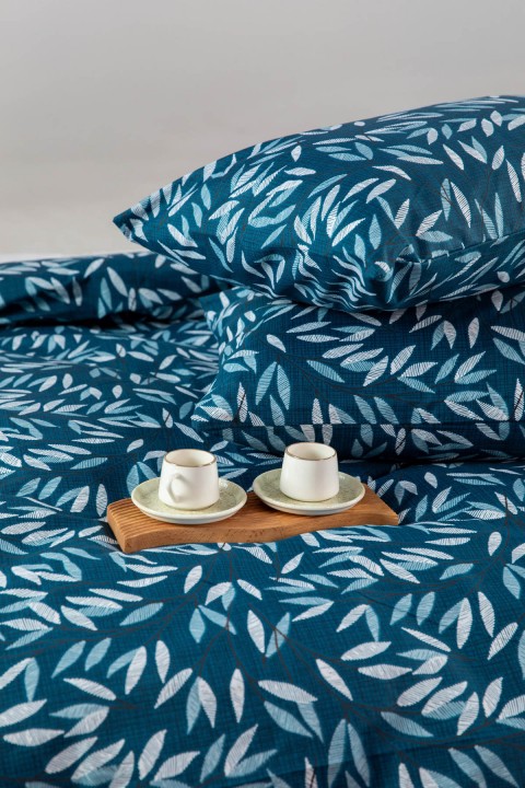 Noven Lastikli Çarşaflı Çift Kişilik Nevresim Takımı - Petrol