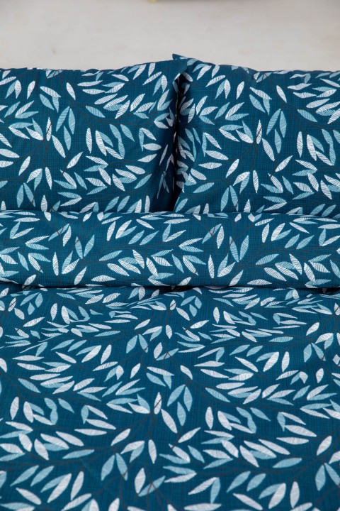 Noven Lastikli Çarşaflı Çift Kişilik Nevresim Takımı - Petrol