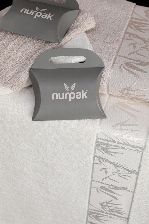 Nurpak Bamboo Aile Bornoz Seti - Bej - Ekru