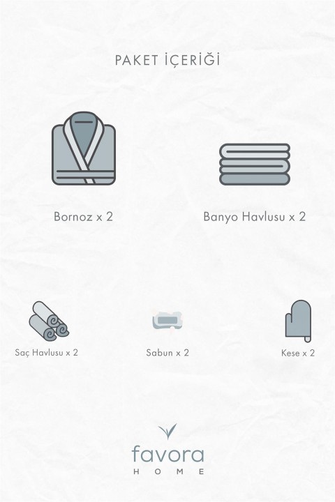 Nurpak Bamboo Aile Bornoz Seti - Bej - Ekru