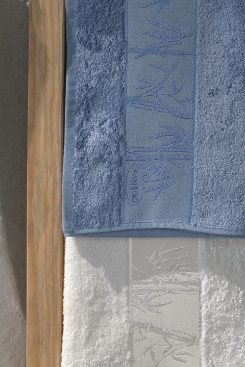 Nurpak Bamboo Aile Bornoz Seti - Mavi - Ekru