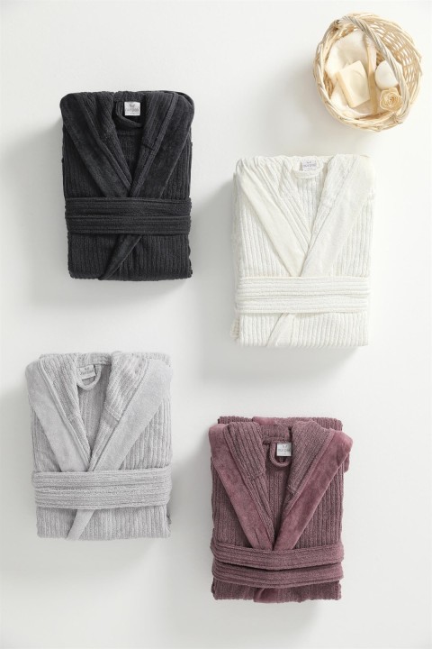 Nurpak Ekol Kapşonlu Pamuklu Tekli Bornoz Unisex L/XL - Antrasit