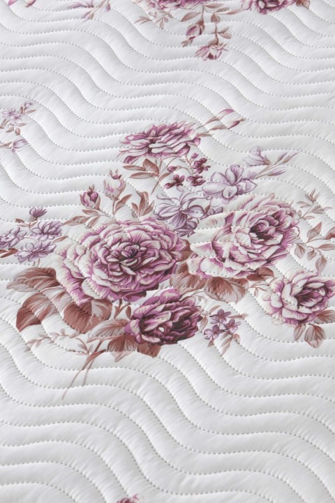 Örtüm Flower Tek Kişilik Kapitone Yatak Örtüsü Takımı - Pembe