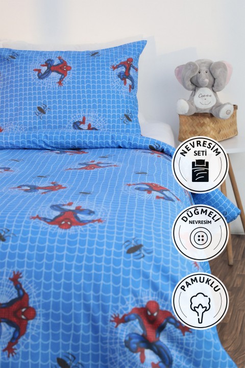 Örümcek Adam Tek Kişilik Nevresim Seti - Lacivert