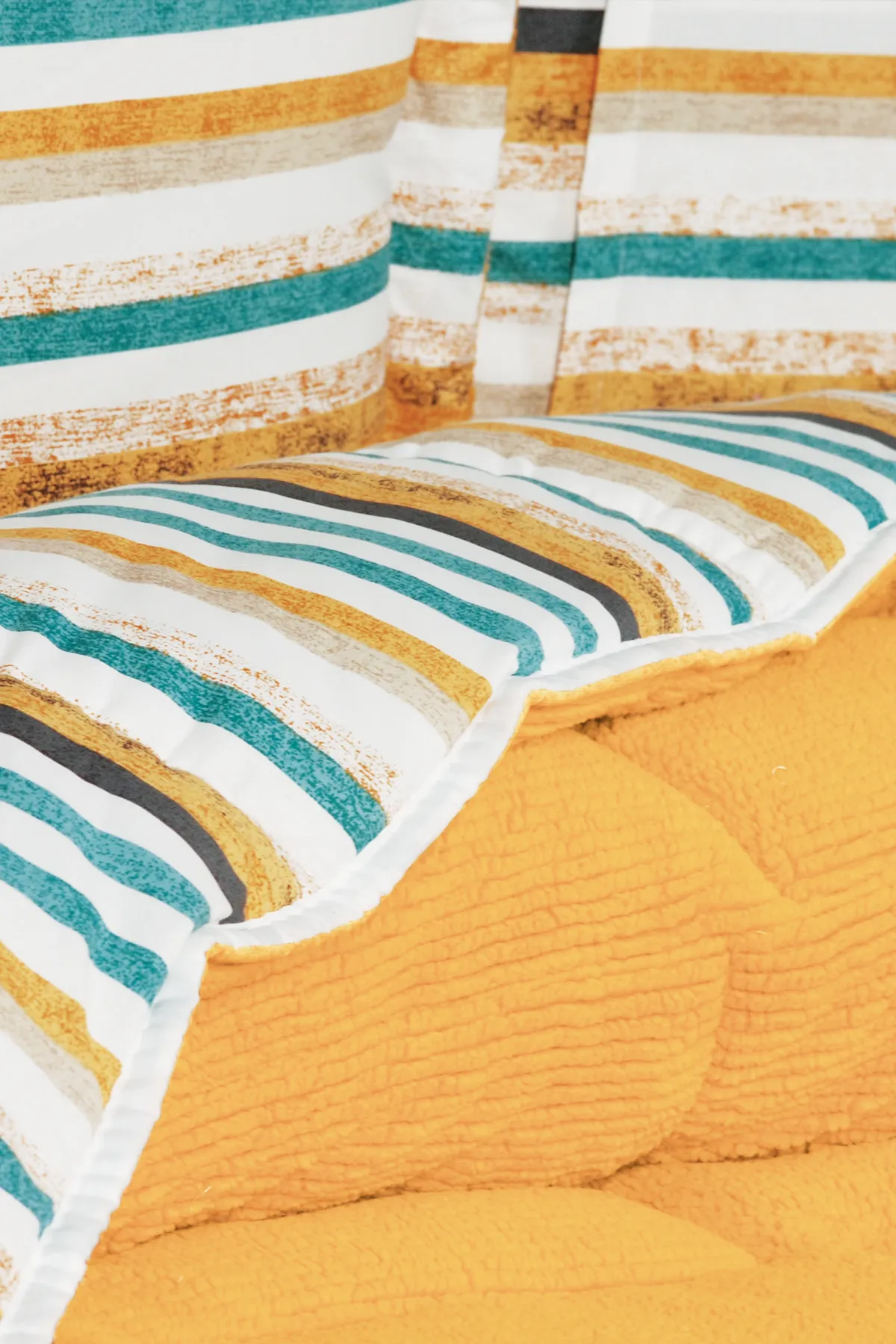 Oso Blanco Sherpa Çift Kişilik Comforter Uyku Seti - Hardal