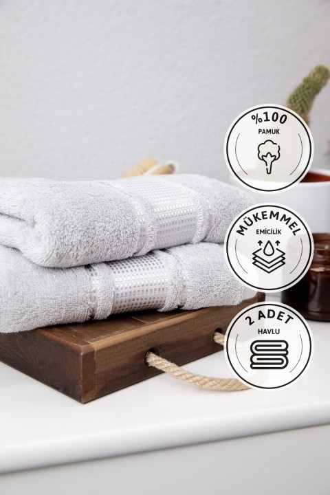 Özdilek Colourist 2'li El Yüz Havlusu 50x90 - Gri