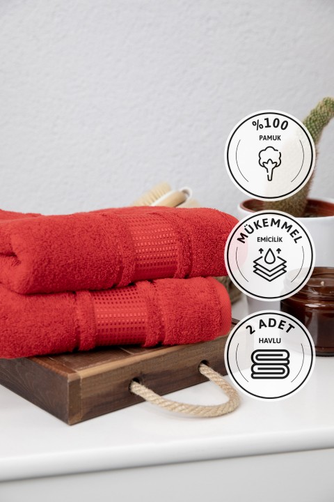 Özdilek Colourist 2'li El Yüz Havlusu 50x90 - Kırmızı