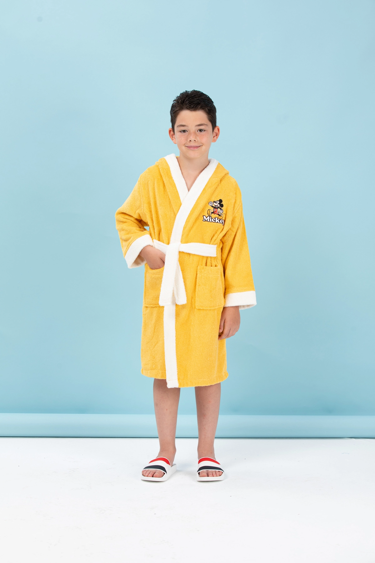 Özdilek Disney Mickey M.Happy Sarı Nakışlı Çocuk Bornozu 7-8 Yaş