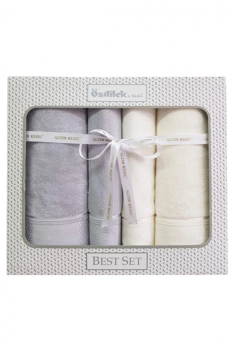 Özdilek Ditsy Best Set Hamam Takımı - Gri - Krem