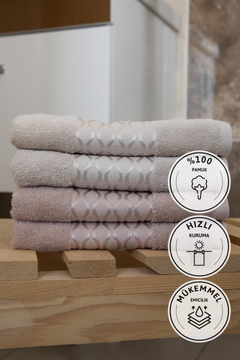 Özdilek Elissa El Yüz Havlusu 50x90 4 Adet - Taş - Bej