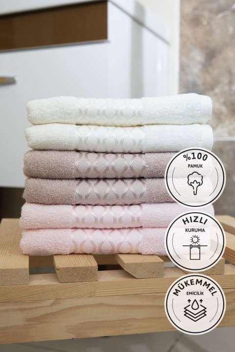 Özdilek Elissa El Yüz Havlusu 50x90 6 Adet - Krem - Pudra - Bej