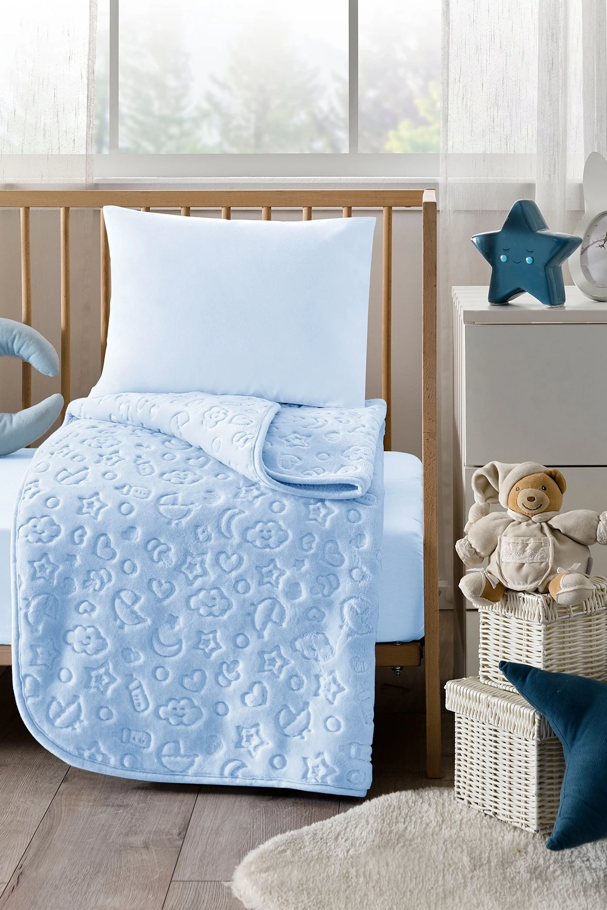 Özdilek Embos Bebek Battaniyesi 100x120 - Mavi