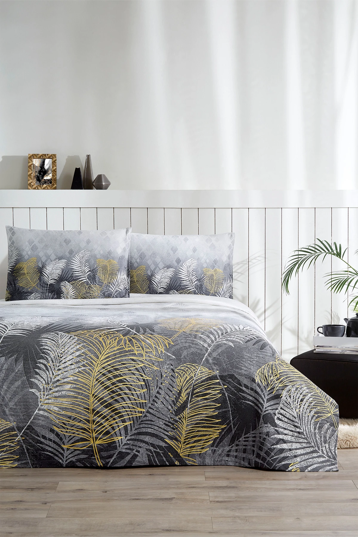 Özdilek Golden Palm Çift Kişilik Pike Takımı - Gri