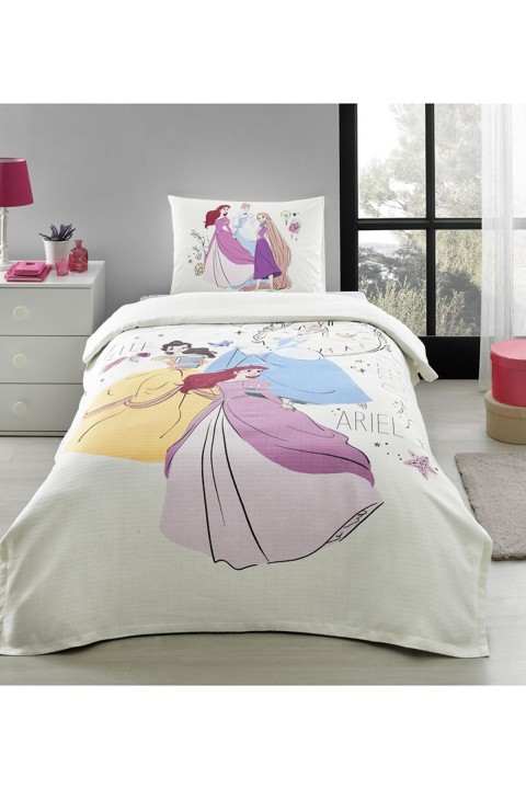 Özdilek Lisanslı Disney Princess Fitted Time Tek Kişilik Pike Takımı - Krem