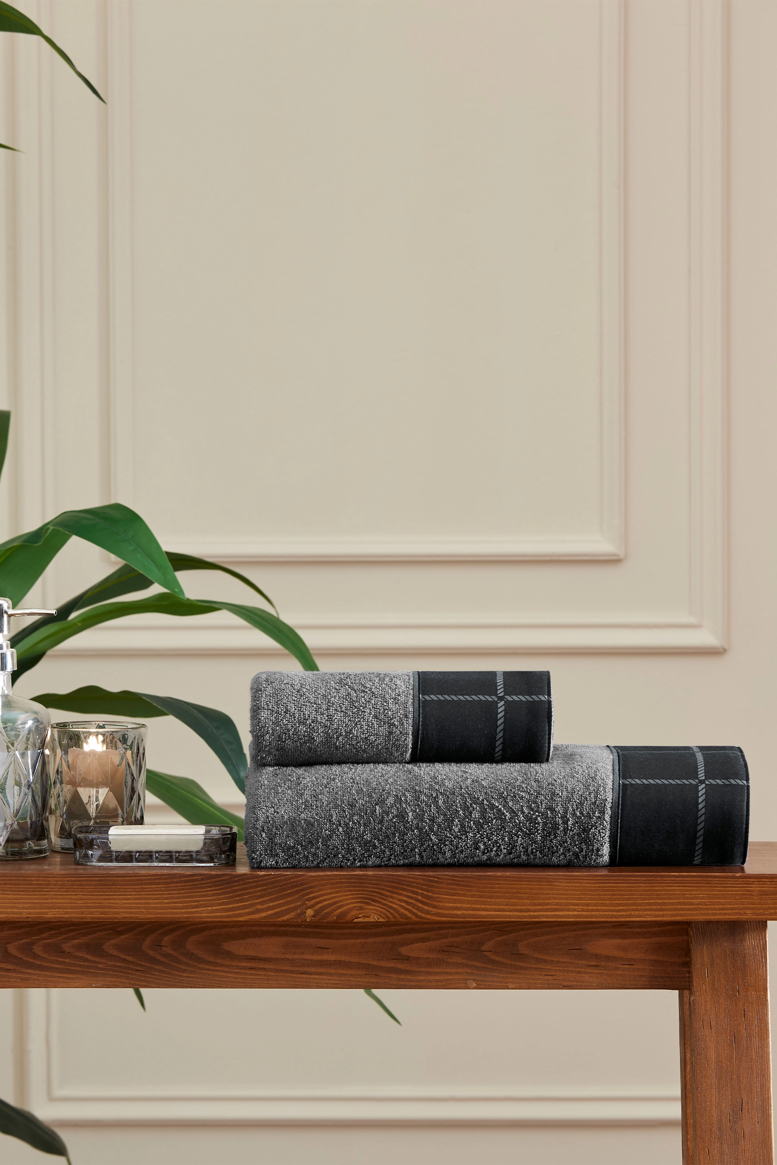 Özdilek Nera Maskülen 2'Li Havlu Set - Gri