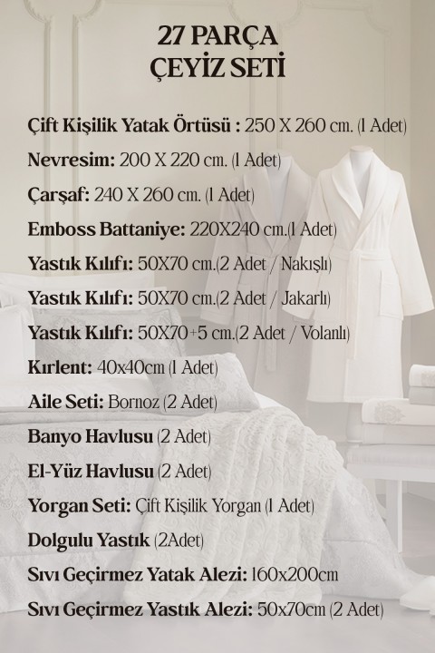 Özdilek Valioso Çift Kişilik Çeyiz Seti 27 Parça - Bej