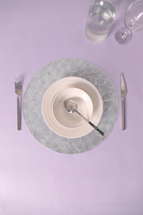 Paçi İstiridye 6lı Pvc Amerikan Servis Supla Seti - Gümüş