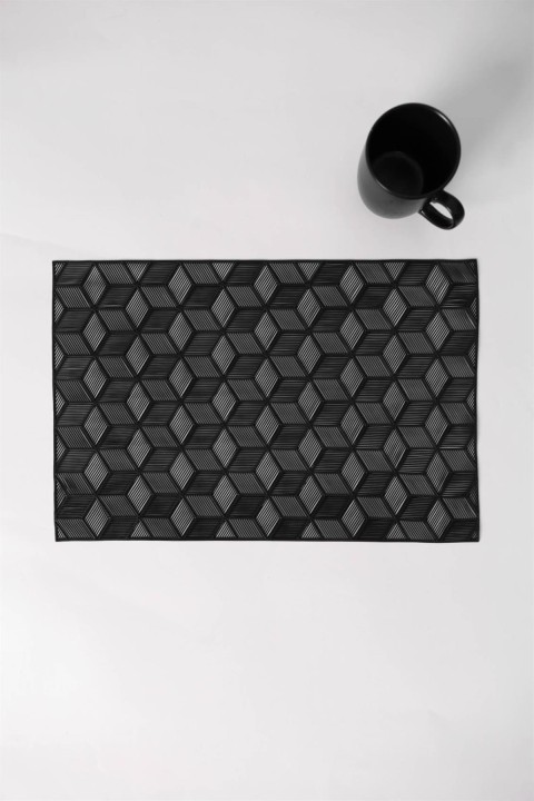 Paçi Nivis Dikdörtgen 6lı Pvc Amerikan Servis Supla Seti - Siyah