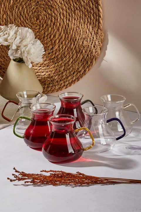 Perotti 16013 Ehli Keyf 6'lı Renkli Kulplu Çay Bardağı