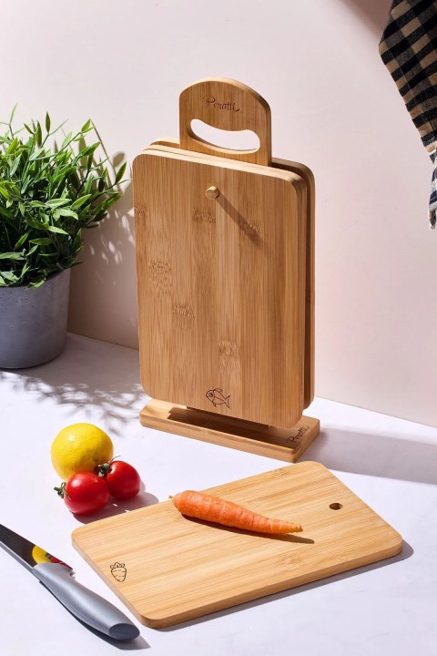 Perotti 16341 Edgard 4 Parça Büyük Boy Standlı Kesme Tahtası