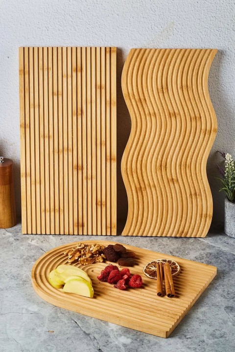 Perotti 16613 Lena 3'lü Bambu Sunum Tahtası Seti