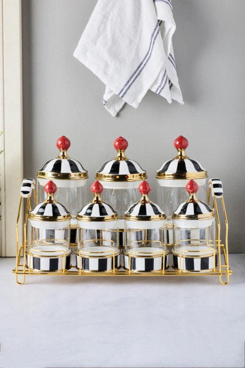 Perotti 16737 Maura Nero 7'li Standlı Baharat Takımı