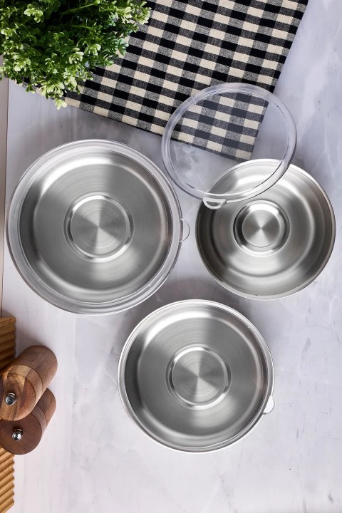 Perotti 17062 Safepro Paslanmaz Çelik 3'lü Saklama Kabı Seti 16x18x20 Cm