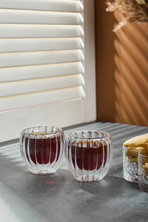 Perotti 17325 2'li Çift Cidarlı Espresso Cup 80 Ml - Füme