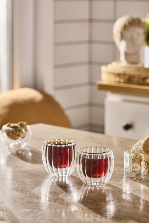 Perotti 17325 2'li Çift Cidarlı Espresso Cup 80 Ml - Füme