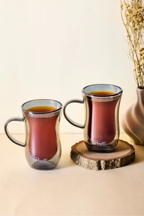 Perotti 17329 2'li Çift Cidarlı Çay Bardağı 150 Ml - Füme