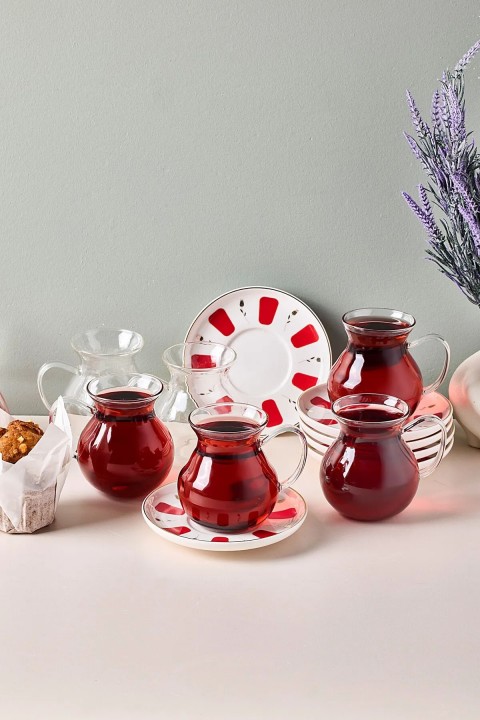 Perotti 17899 Filiz 12 Parça 6 Kişilik Kulplu Cam Bardaklı Çay Seti