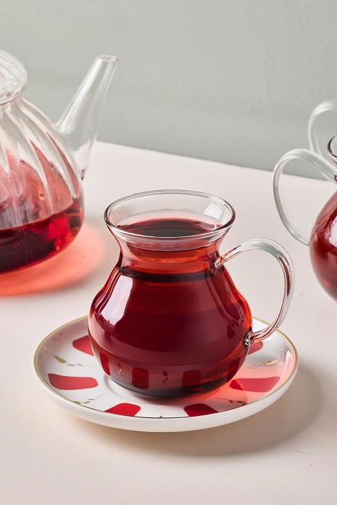 Perotti 17899 Filiz 12 Parça 6 Kişilik Kulplu Cam Bardaklı Çay Seti