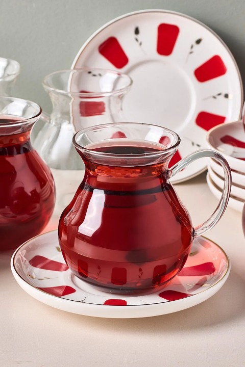 Perotti 17899 Filiz 12 Parça 6 Kişilik Kulplu Cam Bardaklı Çay Seti