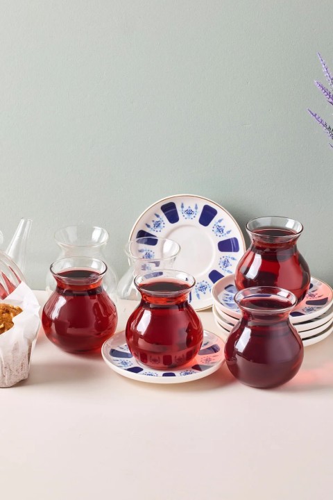 Perotti 17902 Laleli 12 Parça 6 Kişilik Cam Çay Seti