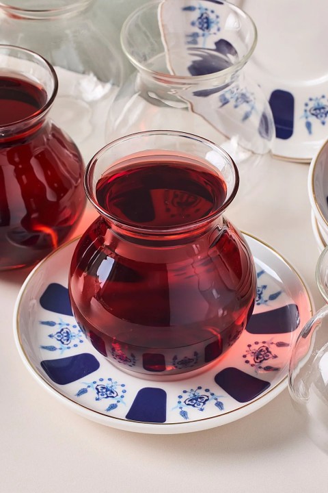 Perotti 17902 Laleli 12 Parça 6 Kişilik Cam Çay Seti