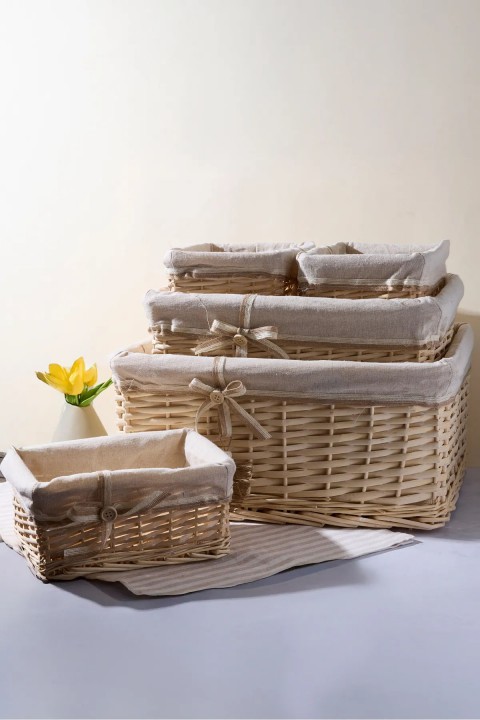 Perotti 17995 Hasır 5'li Sepet Organizer Havluluk Düzenleyici